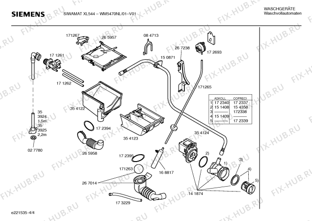 Схема №2 WM54470NL SIWAMAT XL544 GRANDEUR с изображением Таблица программ для стиралки Siemens 00524619