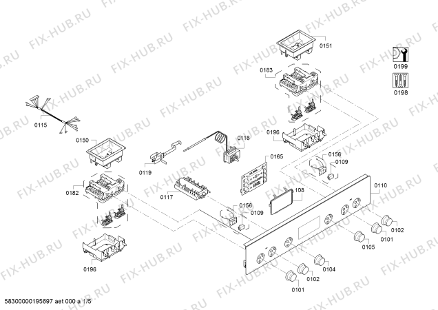 Схема №1 HEA23B157 H.BO.NP.L3D.PV.GLASS.B1a.X.E0_C/// с изображением Панель управления для плиты (духовки) Bosch 11017108