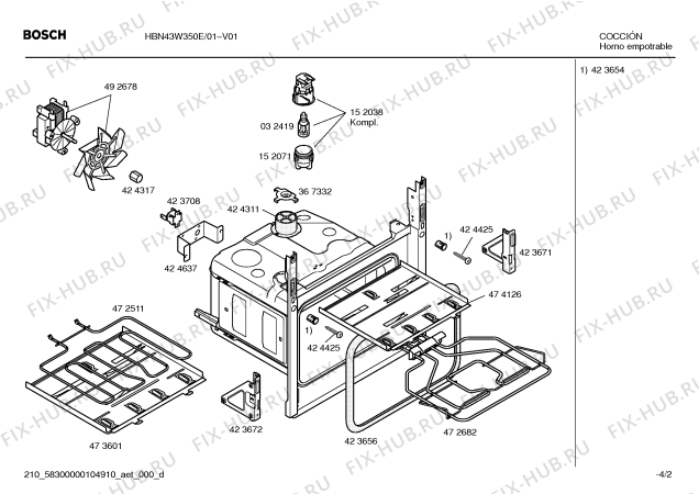 Взрыв-схема плиты (духовки) Bosch HBN43W350E Hornos bosch ind.multf.inox.ec3 - Схема узла 02