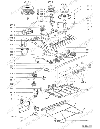Взрыв-схема плиты (духовки) LADEN C 358 - Схема узла