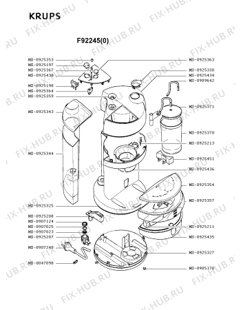 Взрыв-схема кофеварки (кофемашины) Krups F92245(0) - Схема узла SP001882.0P3