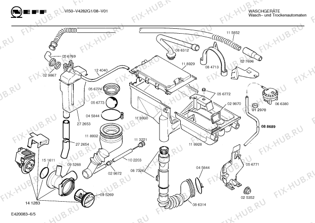 Схема №2 V4282S0 VI51 с изображением Инструкция по эксплуатации для стиральной машины Bosch 00516130