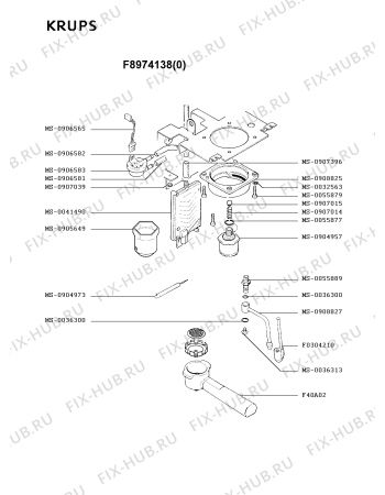 Взрыв-схема кофеварки (кофемашины) Krups F8974138(0) - Схема узла MP001874.2P3