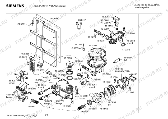 Взрыв-схема посудомоечной машины Siemens SE54A791 - Схема узла 04
