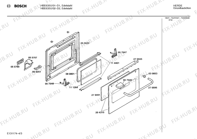 Схема №1 HBE635U с изображением Панель для духового шкафа Bosch 00278342