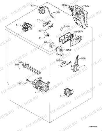 Взрыв-схема стиральной машины Electrolux EWF1424 - Схема узла Electrical equipment 268