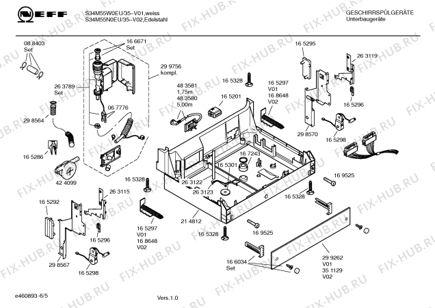 Взрыв-схема посудомоечной машины Neff S34M55W0EU - Схема узла 05