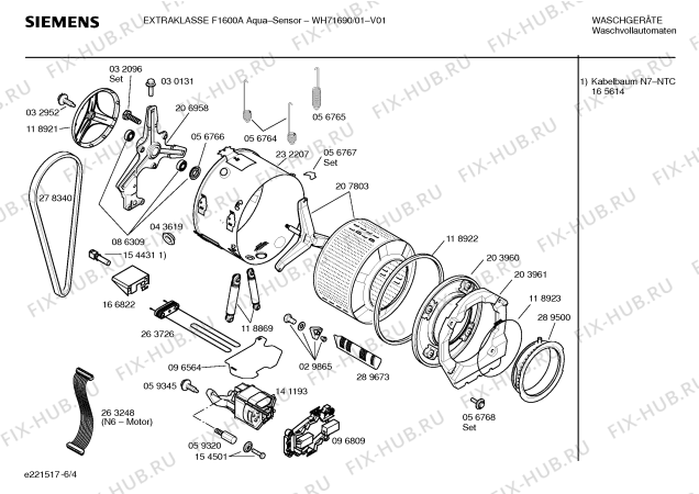 Взрыв-схема стиральной машины Siemens WH71690 Extraklasse F1600A Aqua Sensor - Схема узла 04