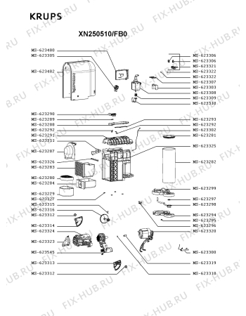 Схема №1 XN250540/FB0 с изображением Покрытие для кофеварки (кофемашины) Krups MS-623482