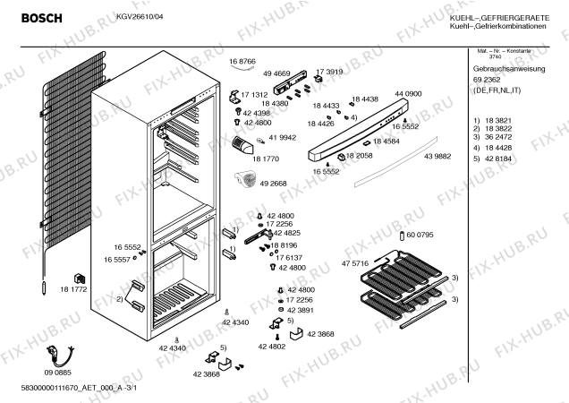Схема №1 KGV26610 с изображением Инструкция по эксплуатации для холодильной камеры Bosch 00692362
