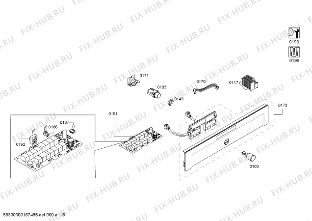 Схема №1 3HB559XP Horno.balay.py.2d.CFg.E3_MCT.pt_bas.inx с изображением Модуль управления, незапрограммированный для духового шкафа Bosch 00743516