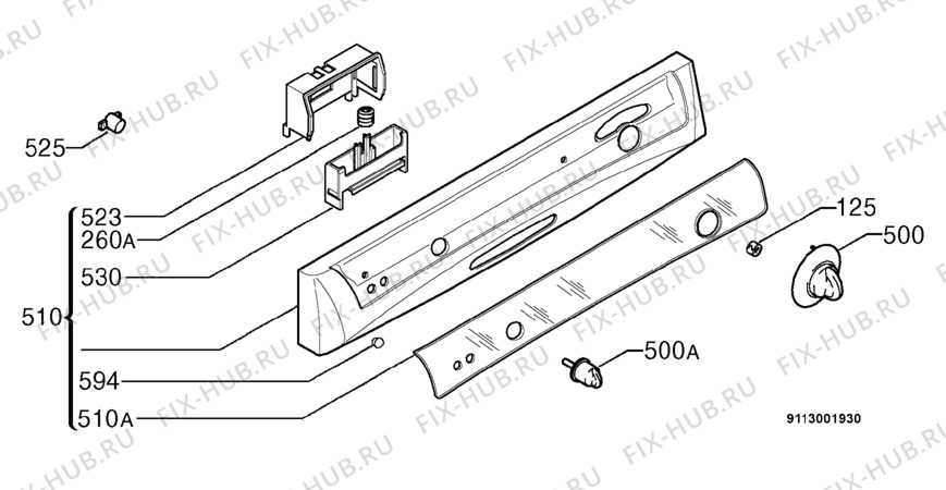 Взрыв-схема посудомоечной машины Electrolux ESF614 - Схема узла Command panel 037