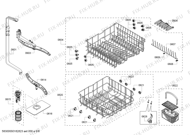 Схема №4 63013913015 Kenmore с изображением Регулировочный узел для посудомойки Bosch 00743702