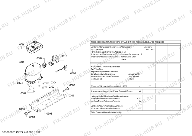Взрыв-схема холодильника Bosch KGV36X74 - Схема узла 03