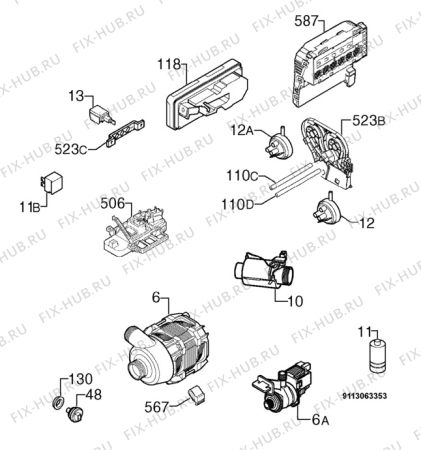 Взрыв-схема посудомоечной машины Privileg 00517983_11358 - Схема узла Electrical equipment 268