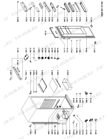 Схема №1 MUR1438TXGS с изображением Часть корпуса для холодильной камеры Whirlpool 480131100212
