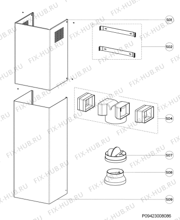 Взрыв-схема вытяжки Aeg Electrolux X67453MD0 - Схема узла Section 4