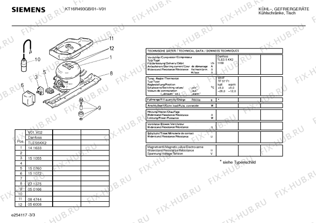 Взрыв-схема холодильника Siemens KT16R493GB - Схема узла 03