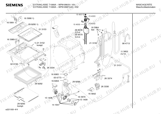 Взрыв-схема стиральной машины Siemens WP81090FG EXTRAKLASSE T1000A - Схема узла 04