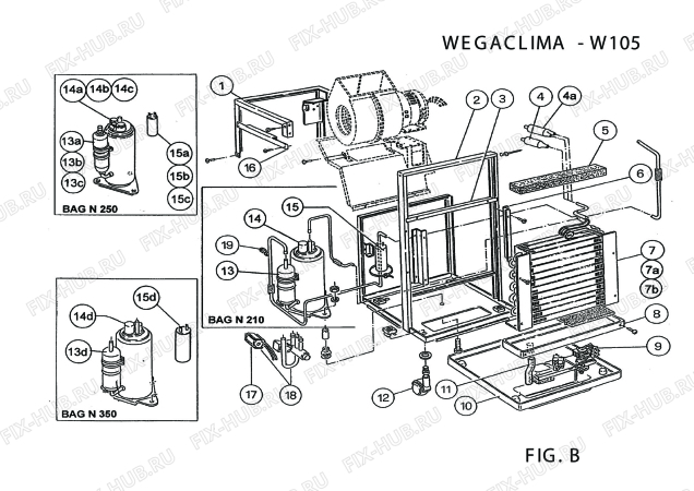 Взрыв-схема кондиционера Wegaclima W 105 - Схема узла 2