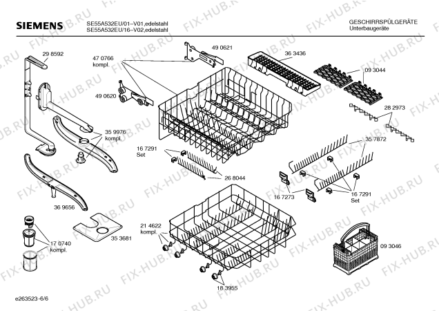 Схема №2 SE55A532EU с изображением Панель управления для посудомойки Siemens 00435534