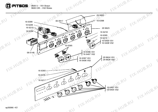 Взрыв-схема плиты (духовки) Pitsos 9600UW - Схема узла 02