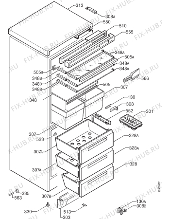 Взрыв-схема холодильника Arthurmartinelux AR3200E - Схема узла Housing 001
