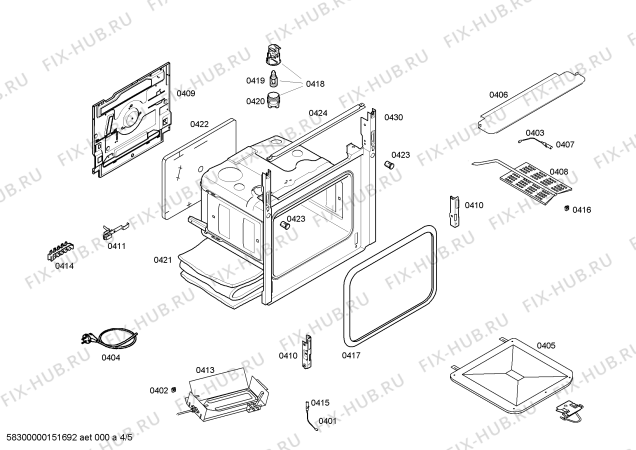 Взрыв-схема плиты (духовки) Bosch HGG24W225M - Схема узла 04