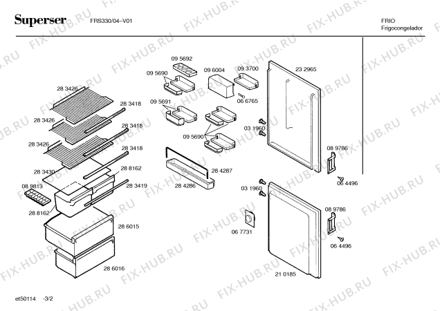 Схема №1 FRS330 с изображением Панель для холодильной камеры Bosch 00287891