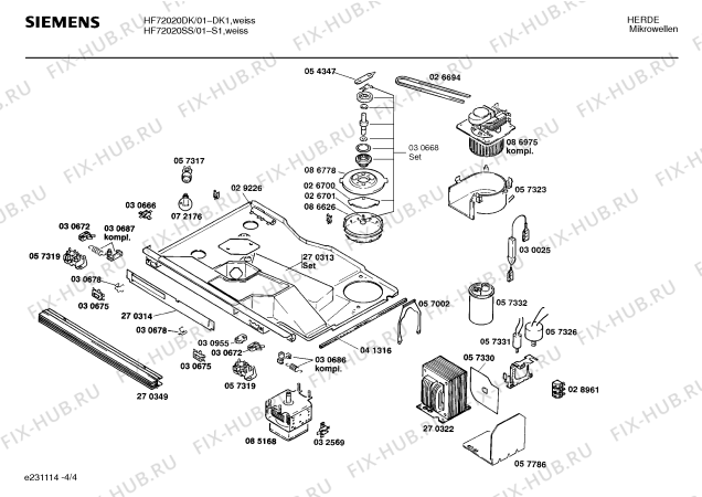 Взрыв-схема микроволновой печи Siemens HF72020DK - Схема узла 04