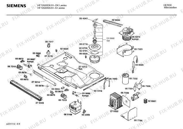 Взрыв-схема микроволновой печи Siemens HF72020SS - Схема узла 04