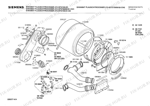 Схема №1 WT2800B FLAUSCHTROCKNER 280 с изображением Переключатель для сушилки Siemens 00055716