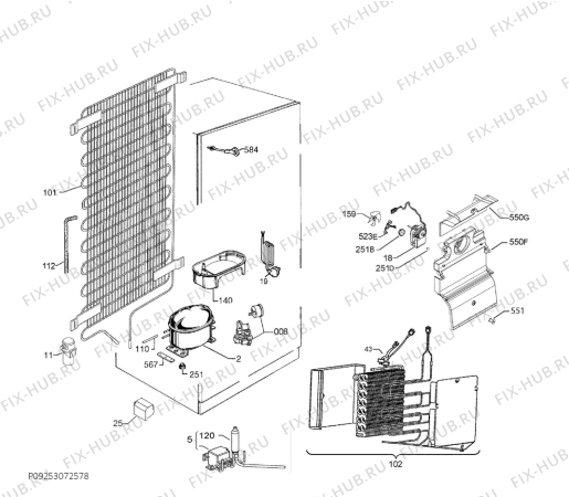 Взрыв-схема холодильника Aeg SCE81824TS - Схема узла Cooling system 017