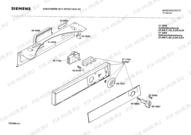 Схема №1 WT32110 SIWATHERM PLUS 3211 с изображением Панель для сушильной машины Siemens 00271742