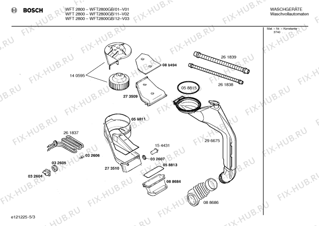 Схема №1 WFK2800 с изображением Инструкция по установке/монтажу для стиральной машины Bosch 00518039