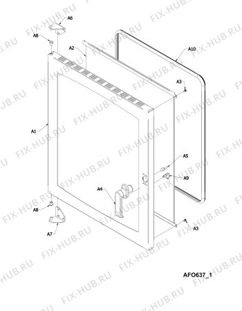 Схема №1 AFO 637 с изображением Дверца для плиты (духовки) Whirlpool 482000018264