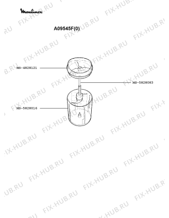 Взрыв-схема блендера (миксера) Moulinex A09545F(0) - Схема узла 5P001130.9P2