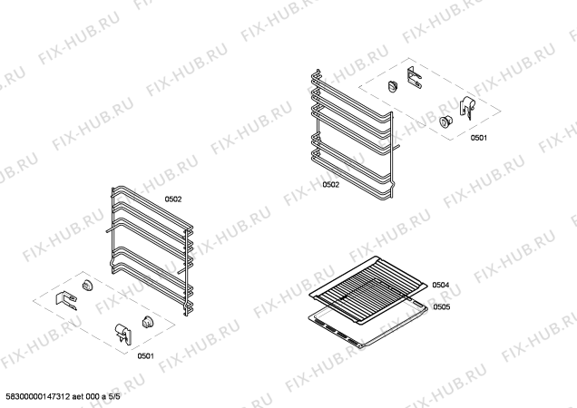 Взрыв-схема плиты (духовки) Bosch HSE420120C - Схема узла 05