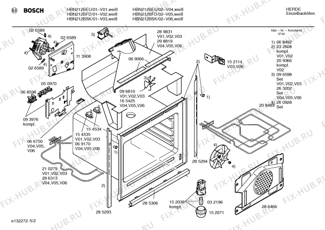 Взрыв-схема плиты (духовки) Bosch HBN212BFD - Схема узла 02
