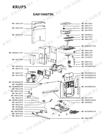 Схема №2 EA811810/70K с изображением Плата управления для электрокофемашины Krups MS-8030000233