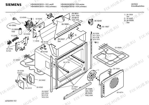 Взрыв-схема плиты (духовки) Siemens HB49060GB - Схема узла 02