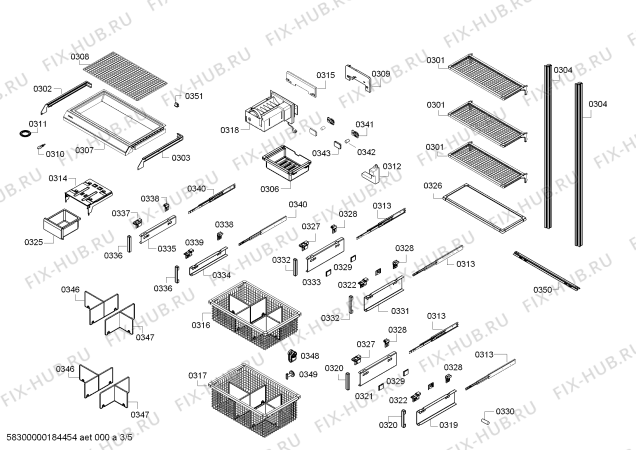 Схема №2 FIN36MIIL5 с изображением Противень для холодильной камеры Bosch 00686388