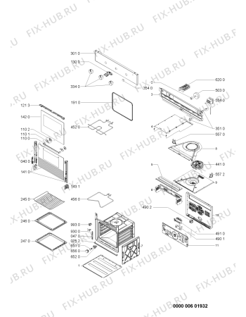 Схема №1 801.229.98 OV A00 S с изображением Панель для электропечи Whirlpool 481245240298