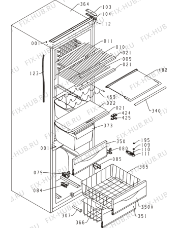 Схема №1 RK4264W (148395, HZDS2626) с изображением Поверхность для холодильной камеры Gorenje 544450