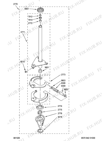 Схема №5 3LBR8255EQ AWM 942 с изображением Крепёж для стиралки Whirlpool 481253228929