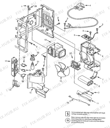 Взрыв-схема микроволновой печи Arthur Martin EG2016 - Схема узла Electrical equipment