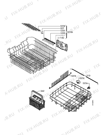 Взрыв-схема посудомоечной машины Juno JSV5960 - Схема узла Baskets, tubes 061