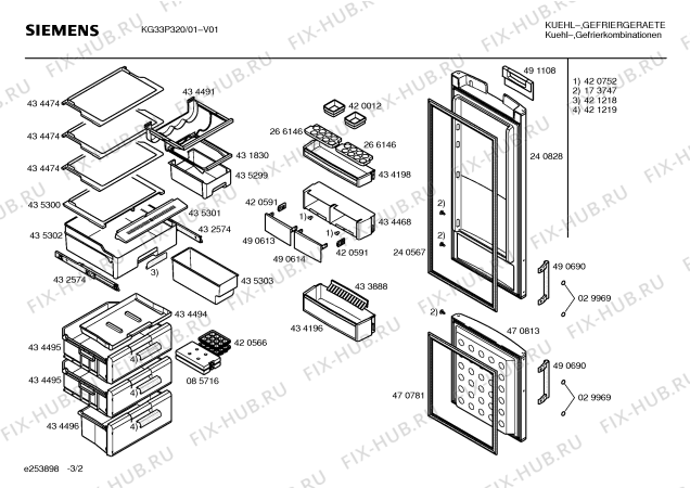 Взрыв-схема холодильника Siemens KG33P320 - Схема узла 02