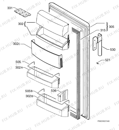 Взрыв-схема холодильника Aeg Electrolux S71390KA6 - Схема узла Door 003