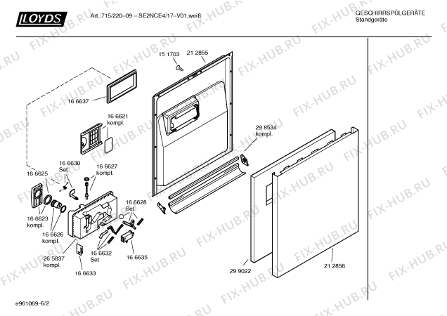Взрыв-схема посудомоечной машины Lloyds SE2NCE4 Art.: 715/220-09 - Схема узла 02